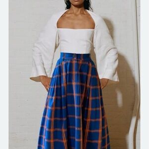 Mara Hoffman DYED Denim Blue Julia Cropped Linen-Blend Top